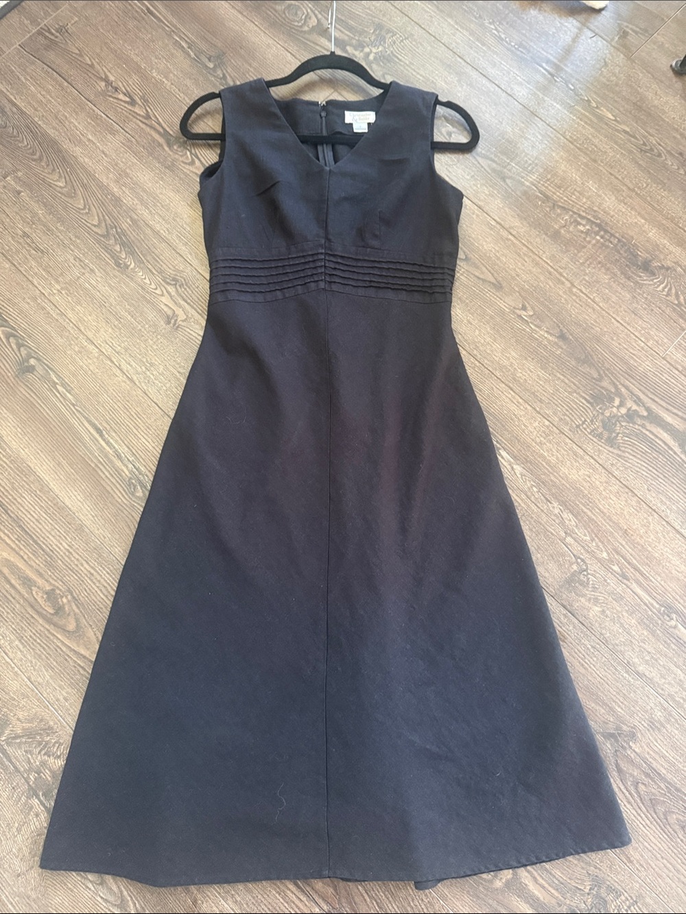 Christopher & Banks Black Linen V-Neck Midi Dress 4 - Picture 2 of 9